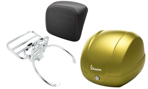 Topcase Kit 36L verde army (333/A), Gepäckträger chrom für Vespa GTS 125/300/310