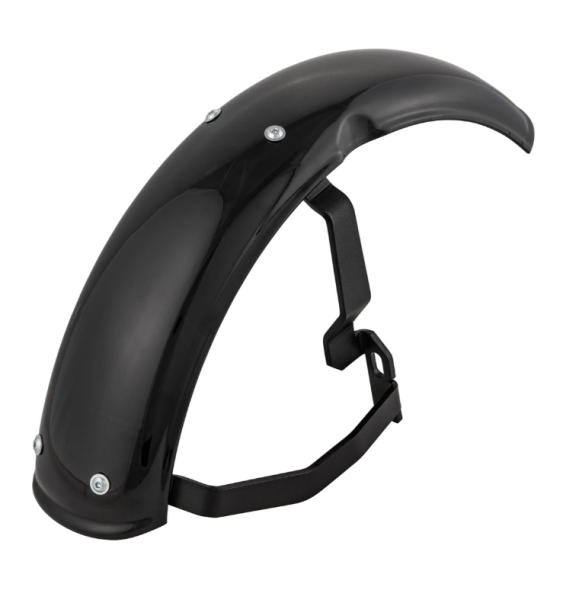 Kotflügel 2.0 Garelli für Vespa PX 80-200ccm, Metall schwarz glänzend, Halter schwarz