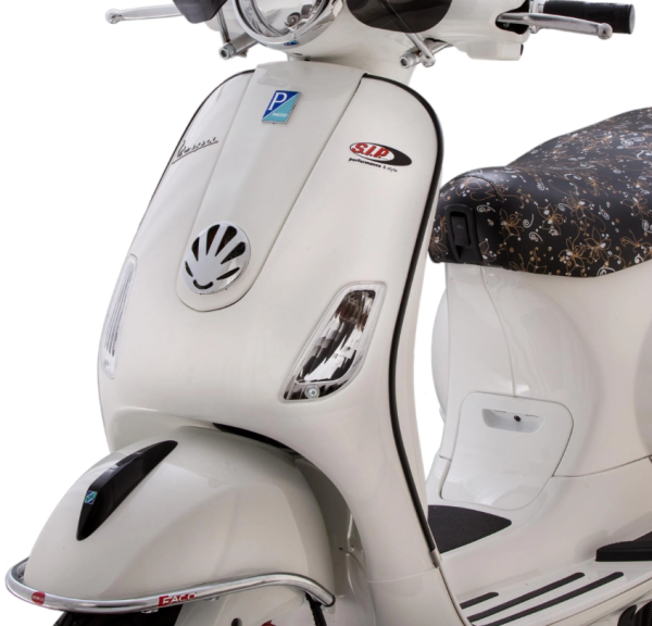 Monoschlitzrohr Beinschild links/rechts für Vespa LX/​LXV/​S 50-150ccm, schwarz