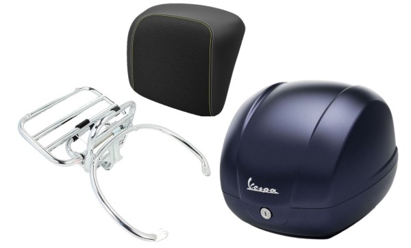 Topcase Kit 36L deep blue matt opaco (288/A), Gepäckträger chrom für Vespa GTS 125/300/310