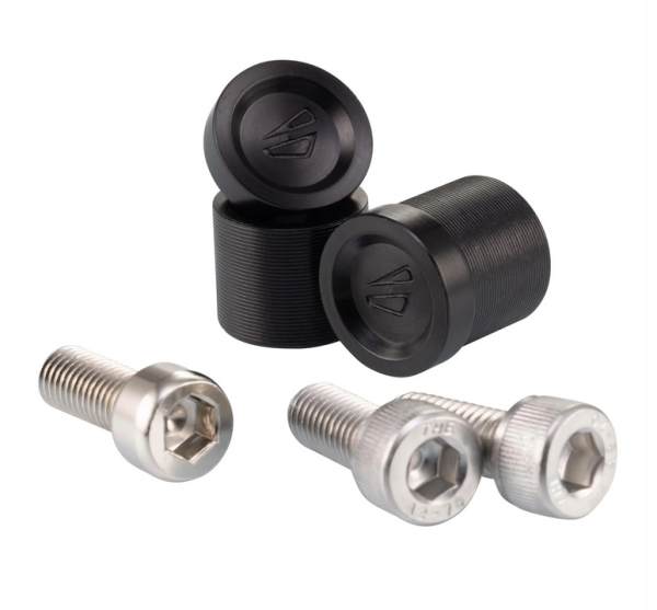 Abdeckung Spiegelloch links & rechts FABRICA für Vespa, schwarz eloxiert