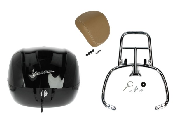 Topcase Kit 32L nero cosmo (98/A), Rückenpolster beige für Vespa Sprint / Primavera