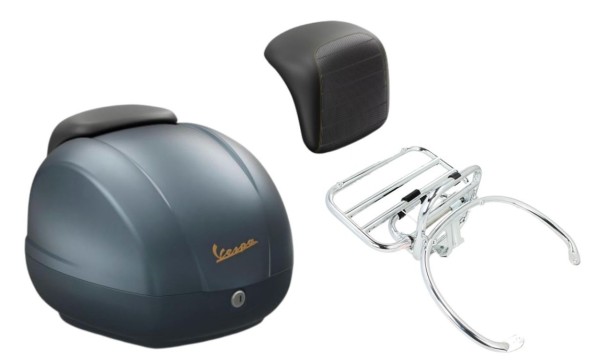 Topcase Kit 36L Blue Officina 8 (D31), Gepäckträger chrom für Vespa GTS 125/300/310