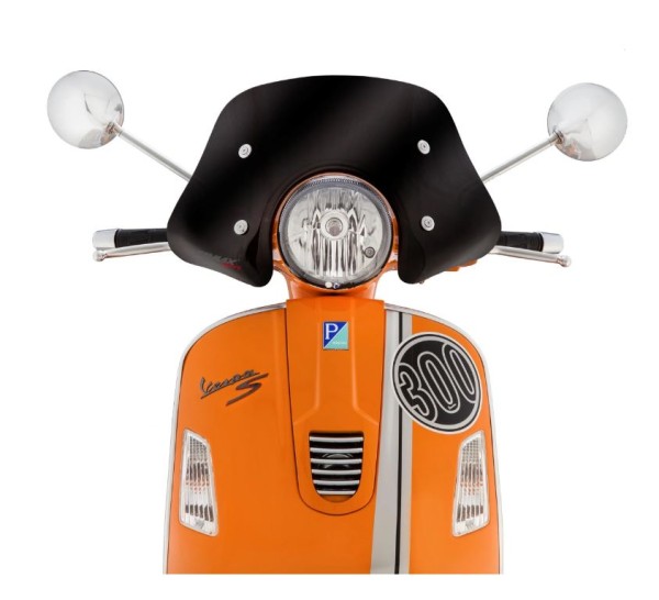 Flyscreen ERMAX Piccolo H 160 mm für Vespa GTS/​GTS Super/​GT/​GT L (-22), schwarz getönt