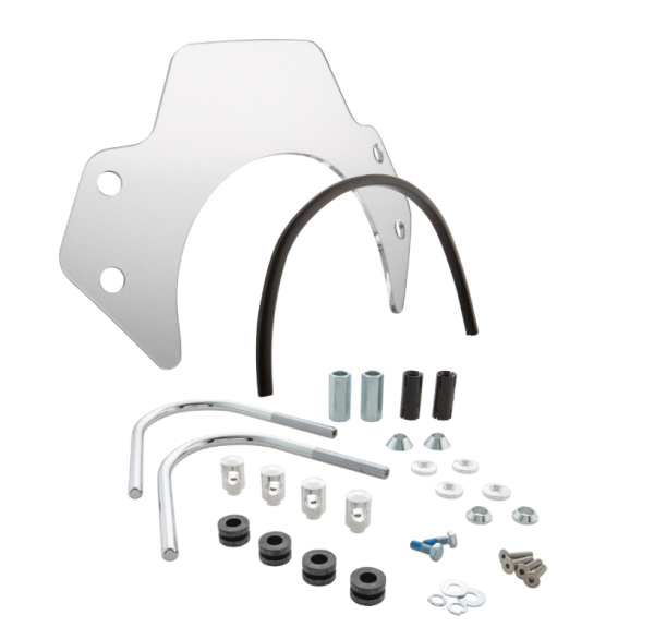 Flyscreen für Vespa GTS/​GTS Super/​GT/​GT L 125-300ccm, silberne Halter, klar