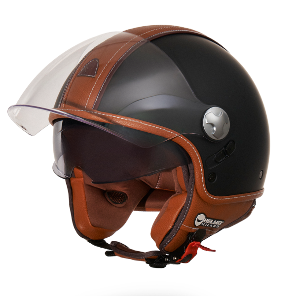 Helmo Milano Demi Jet, PelleDura Premium, schwarz matt, braun